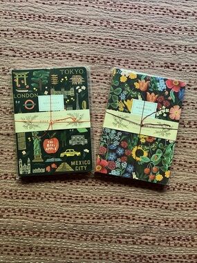 Rifle paper co stitched notebook , new in plastic , two sets 3 notebooks each
